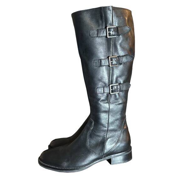 Ecco Hobart Buckle Tall knee Riding boot black leather size EU42 US 11 / 11 1/2 - Picture 7 of 13
